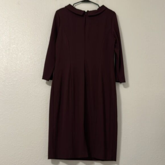 Talbots Cowl Neck Ponte Knit Midi Dress Scuba Stretchy Womens 10 Plum Career - Picture 6 of 12